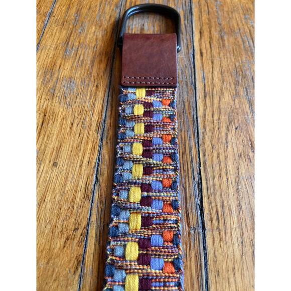Colorful Fabric Belt w/Leather Trim Womens sz S - Picture 7 of 10